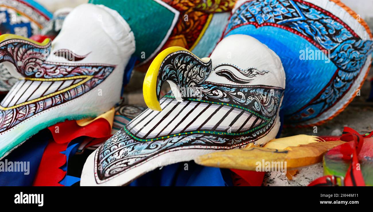 Nahaufnahme der Maske während des Phitakhon Festivals in der Stadt loei-thailand Stockfoto