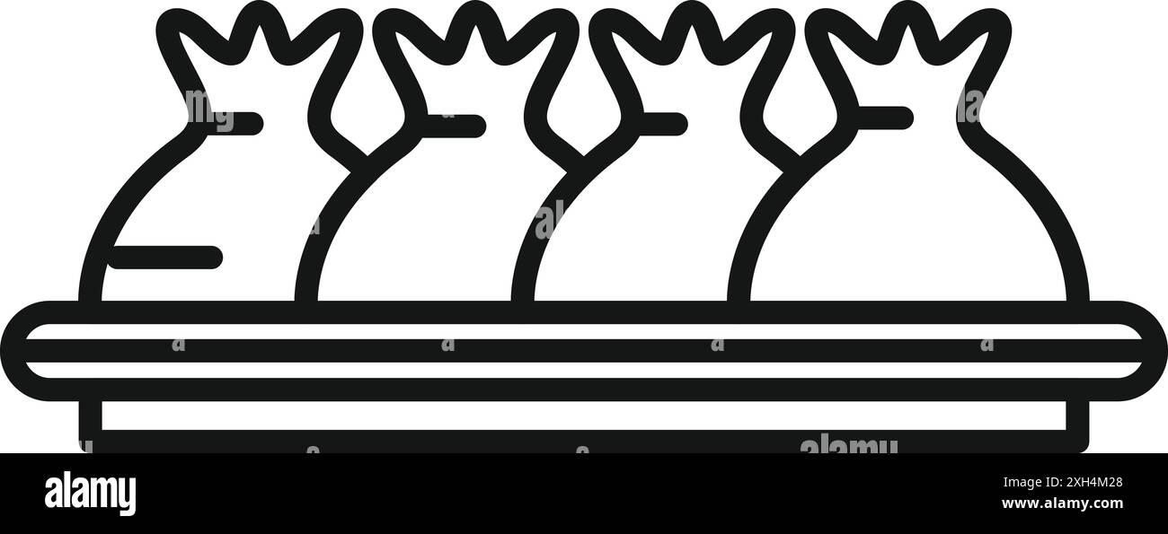 Vier Khinkali werden auf einem Teller serviert und können in einem georgianischen Restaurant genossen werden Stock Vektor