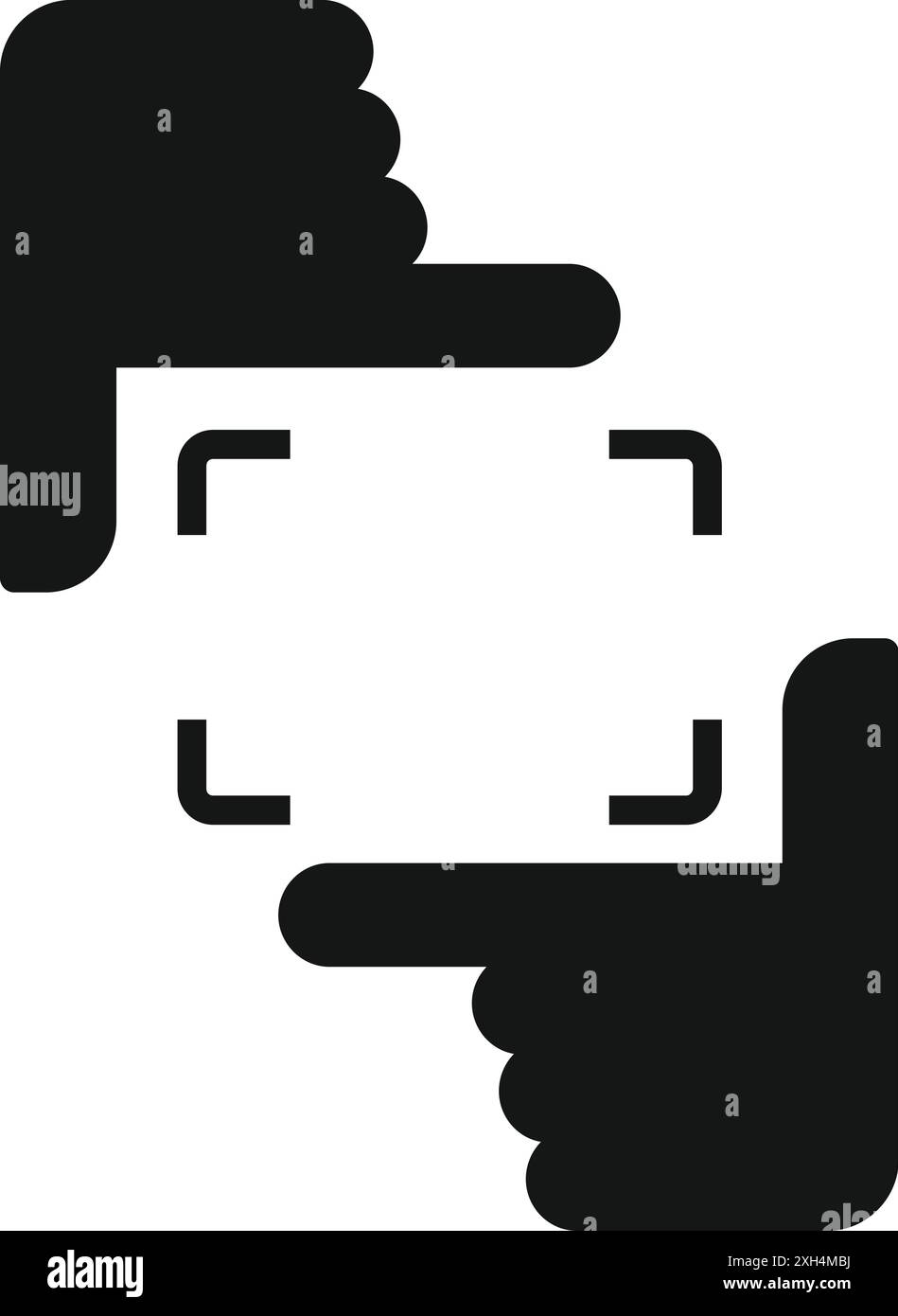 Zwei Hände, die die perfekte Komposition mit den Fingern für die Fotografie einrahmen Stock Vektor