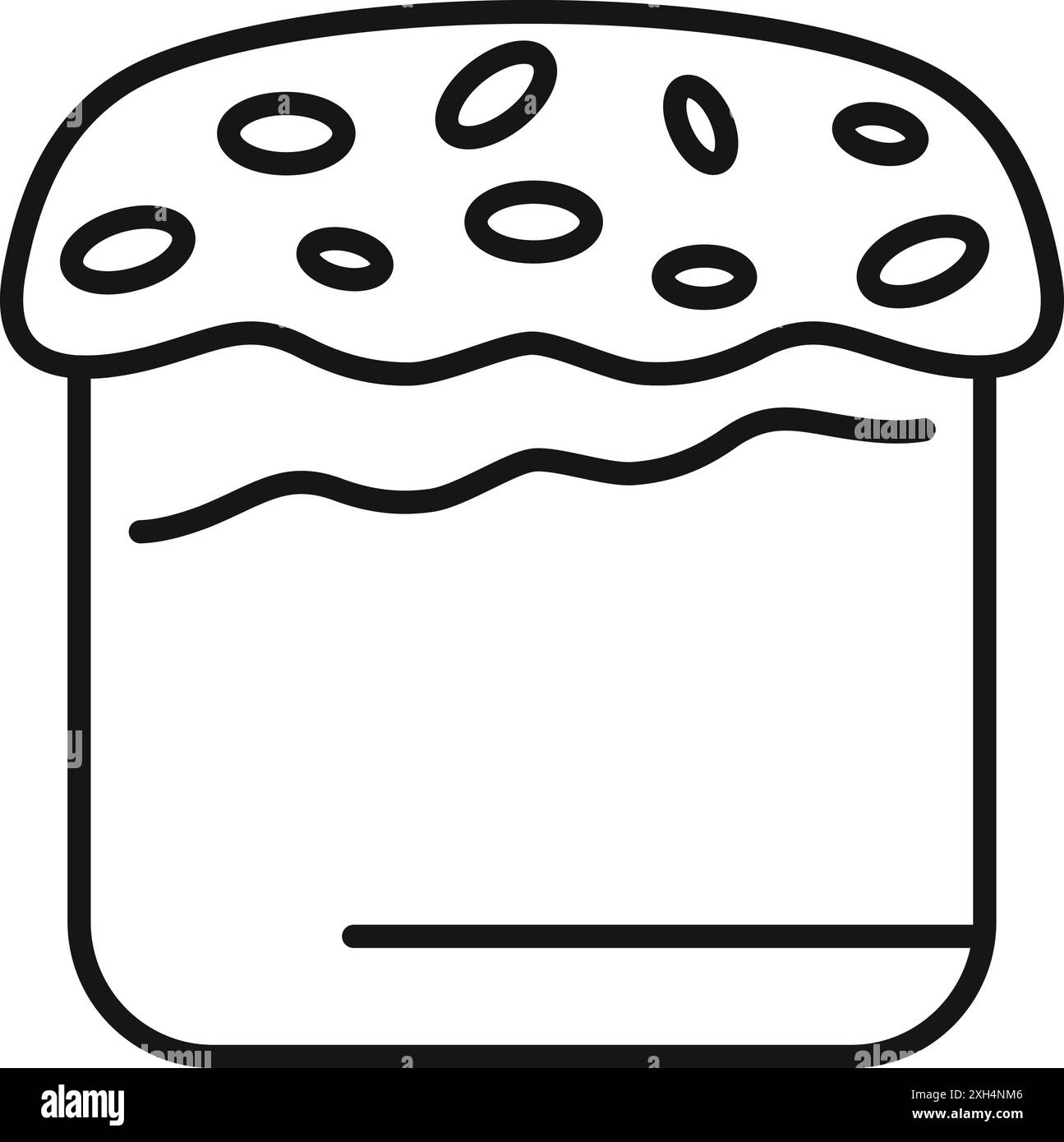 Linienzeichnung eines traditionellen ostertortes mit Glasur und Streuseln, symbolisiert Frühlingsfeste und religiöse Feste Stock Vektor