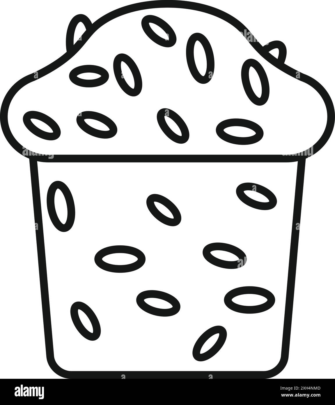 Einfaches Symbol für einen Cupcake mit Streuseln, der Backwaren, Desserts und süße Leckereien darstellt Stock Vektor