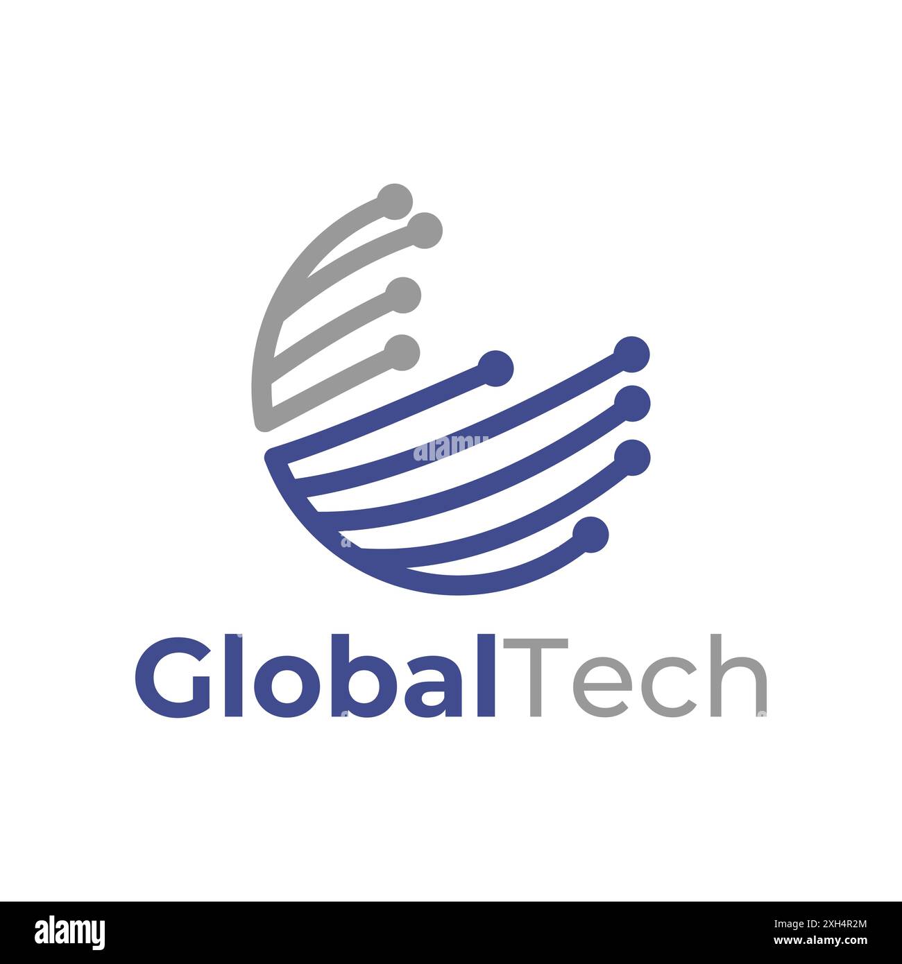 Global Technology Digital Circuit Dots Line Outline Logo-Vorlage Stock Vektor