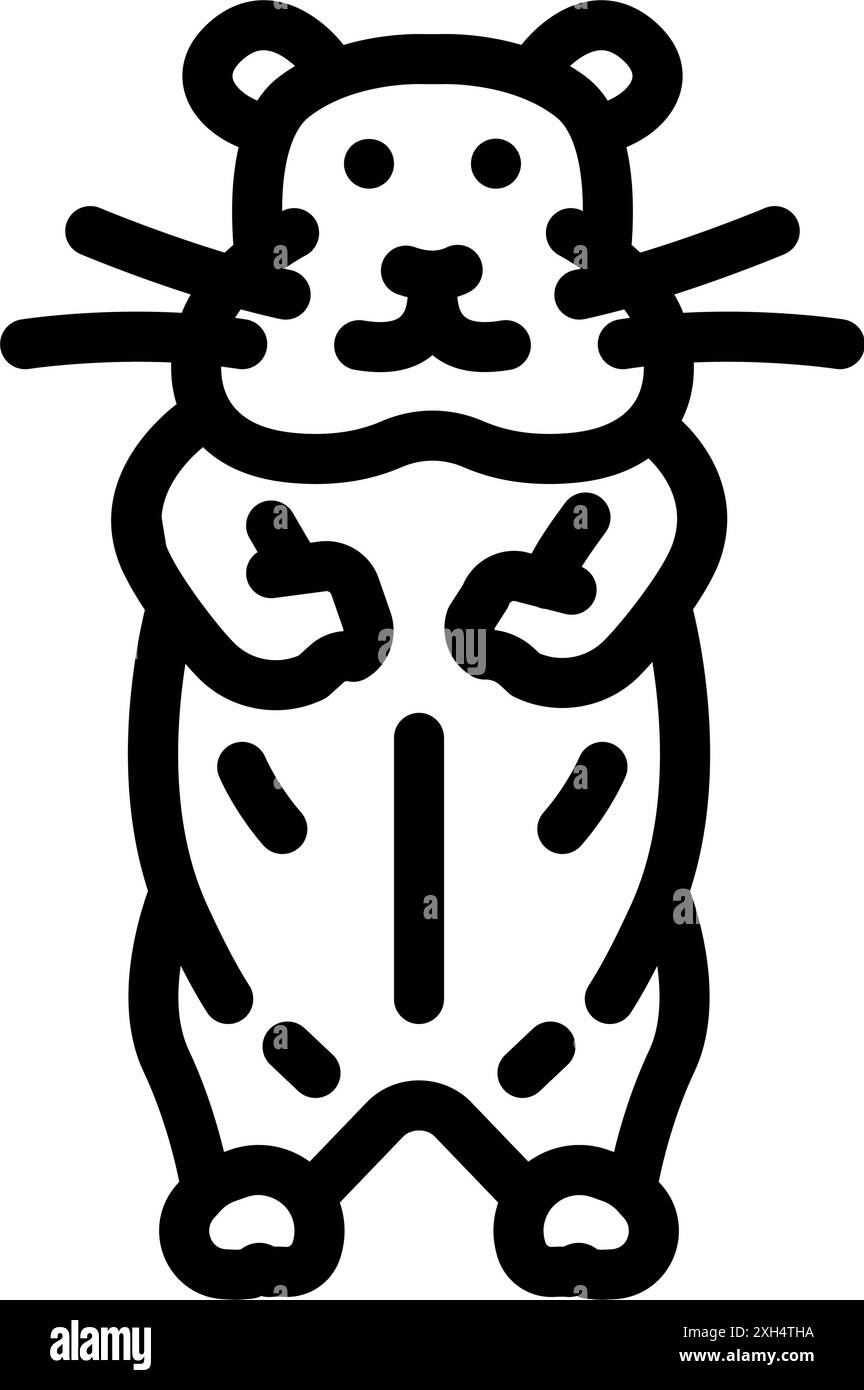 Vektorillustration für das stehende Haustier-Liniensymbol des Hamsters Stock Vektor