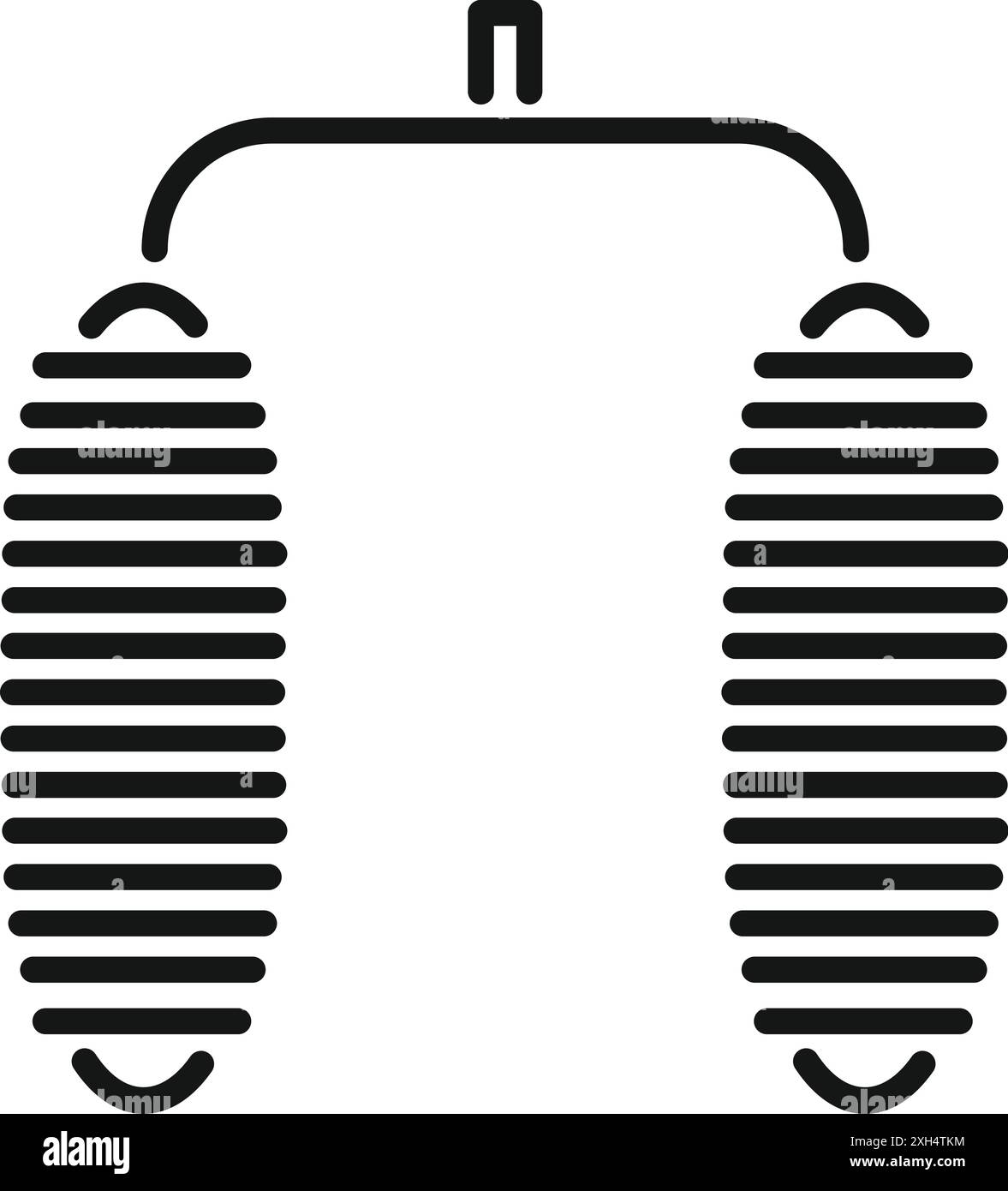 Einfache schwarz-weiße Linienzeichnung eines Thoraxexpanders zum Muskelaufbau Stock Vektor