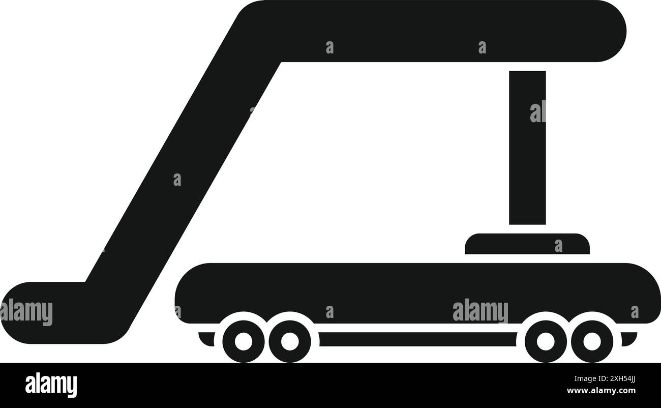Schwarzes Silhouettensymbol einer Fluggastbrücke, die ein Flugzeug mit dem Terminal verbindet Stock Vektor