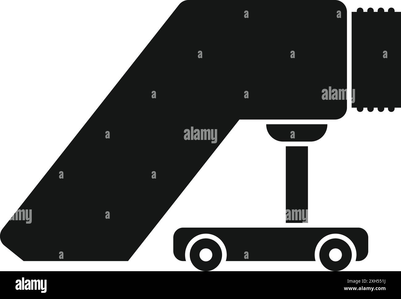 Die Einstiegstreppen des Flughafens sind mit dem Flugzeugeingang verbunden, ein Symbol der schwarzen Silhouette Stock Vektor
