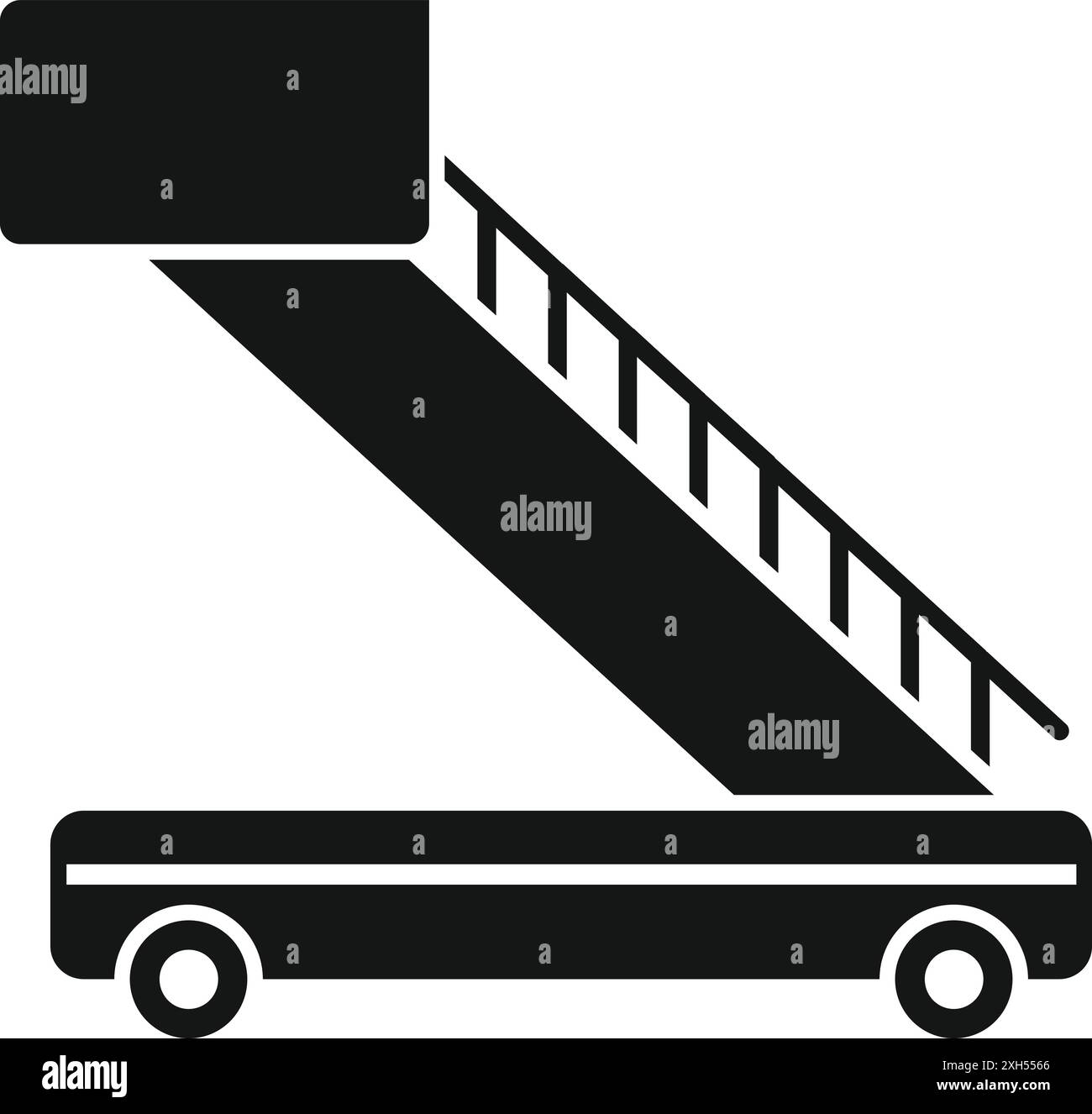 Schwarze Silhouette einer mobilen Flughafengangway, die auf das ein- oder Aussteigen von Passagieren wartet Stock Vektor