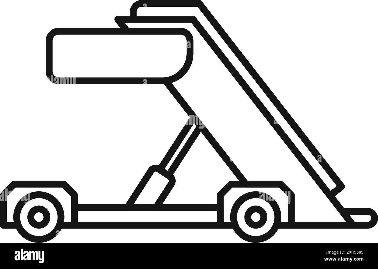 Linienzeichnung der Eingangstreppen für Flughafenpassagiere, Verbindung von Flugzeug- und Bodendiensten für den Personenverkehr Stock Vektor