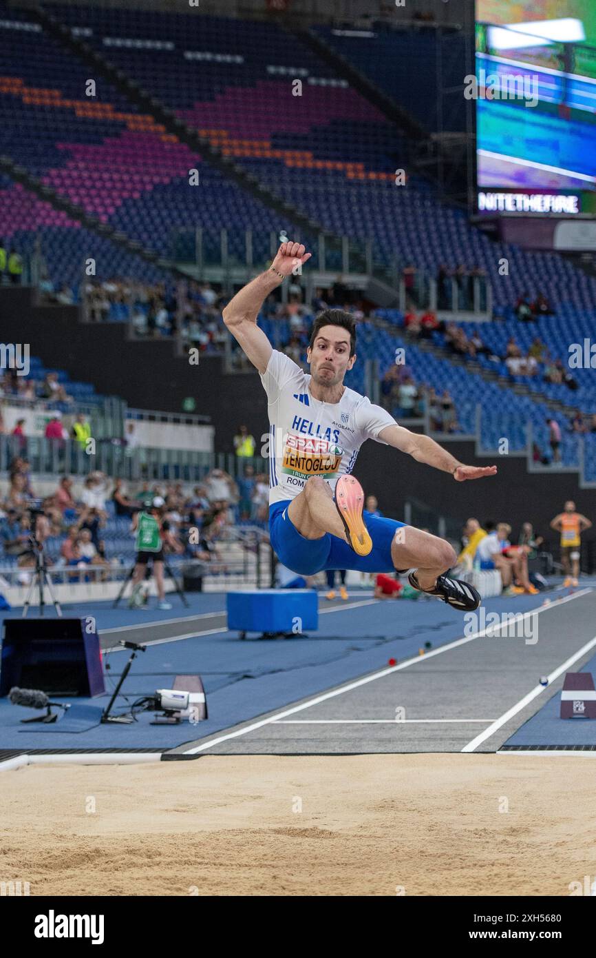 Miltiadis Tentoglou (Griechenland), Goldmedaille im Weitsprung der Männer bei den Leichtathletik-Europameisterschaften Roma 2024, Olympiastadion, Rom, Italien Stockfoto