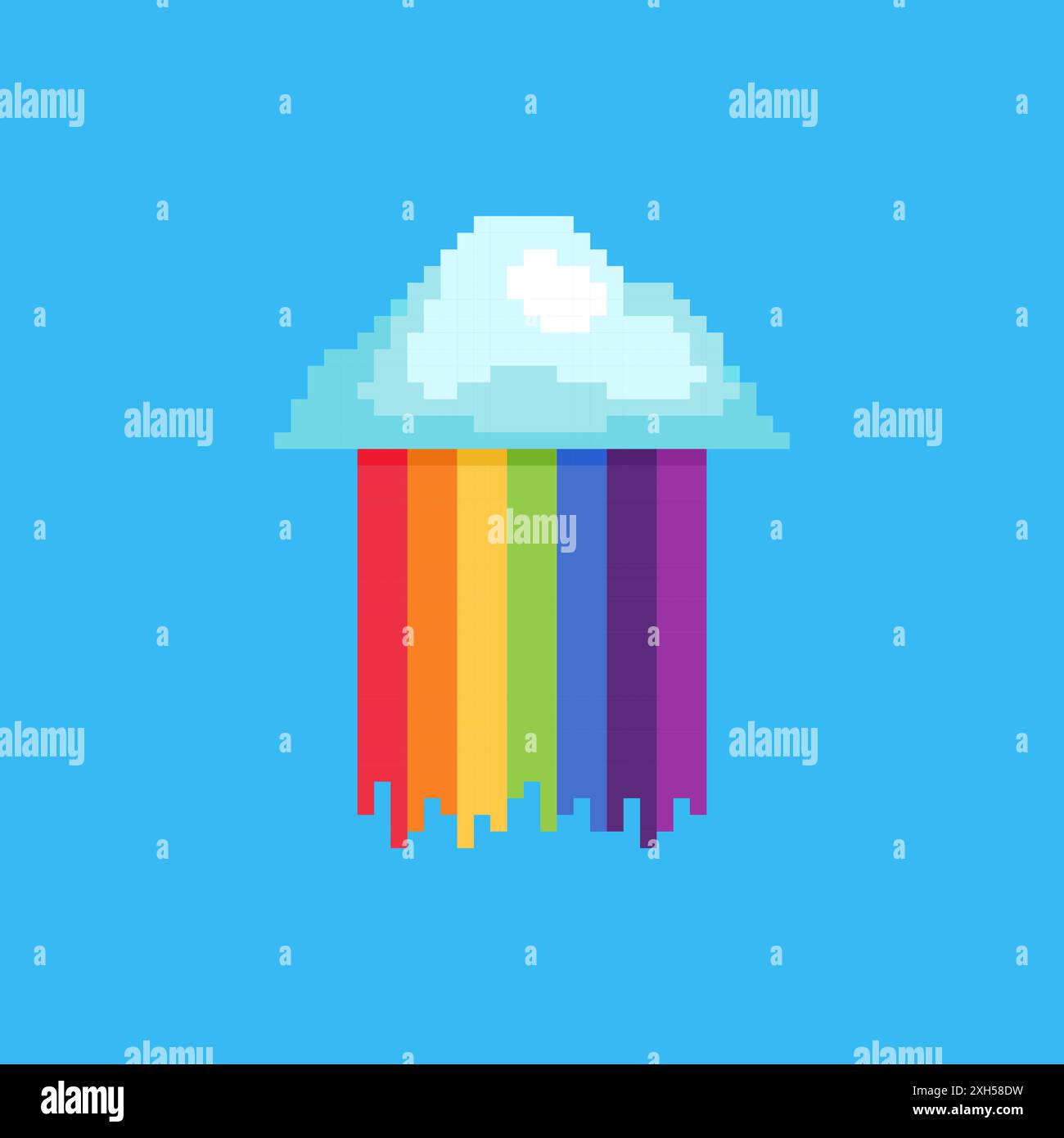 Vektorillustration der Regenbogenwolke mit Pixel Art Design, perfekt für Spielelemente thematische Designs Stock Vektor