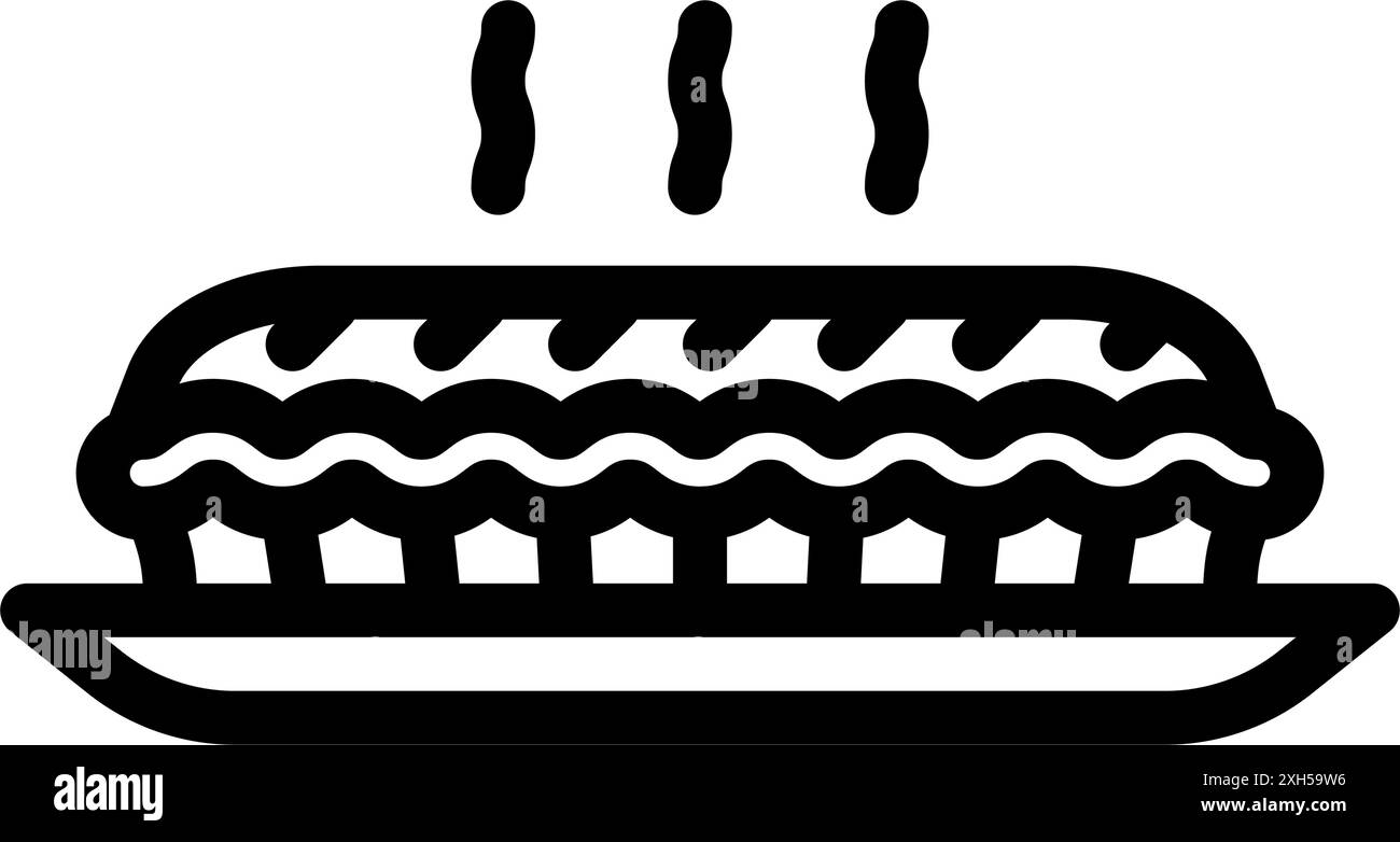 Backen Apfelkuchen Herbst Linie Symbol Vektor Illustration Stock Vektor