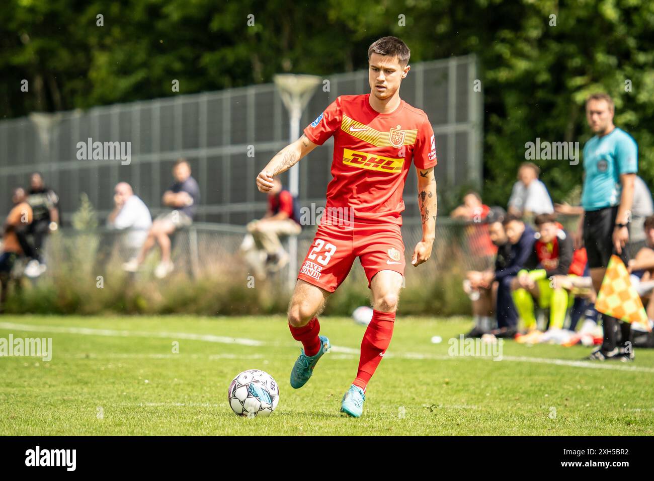 Farum, Dänemark. Juni 2024. Olvier Villadsen (23) vom FC Nordsjaelland wurde während eines Testspiels zwischen dem FC Nordsjaelland und Randers FC in Farum gesehen. Stockfoto
