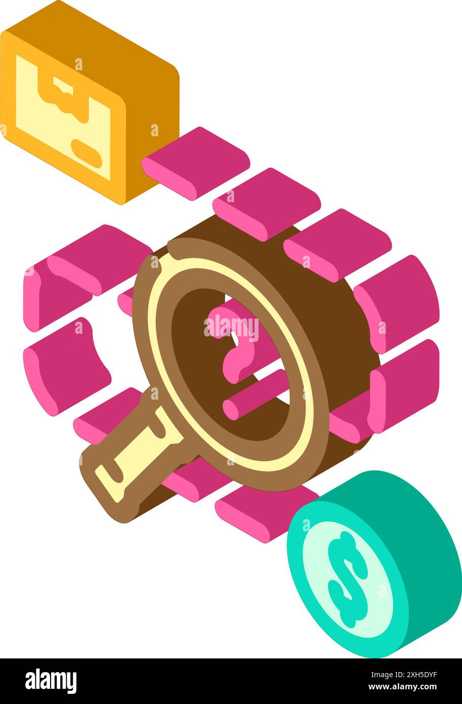 Vertriebs-Tracking Geschäftsprozess Isometrische Symbolvektorillustration Stock Vektor