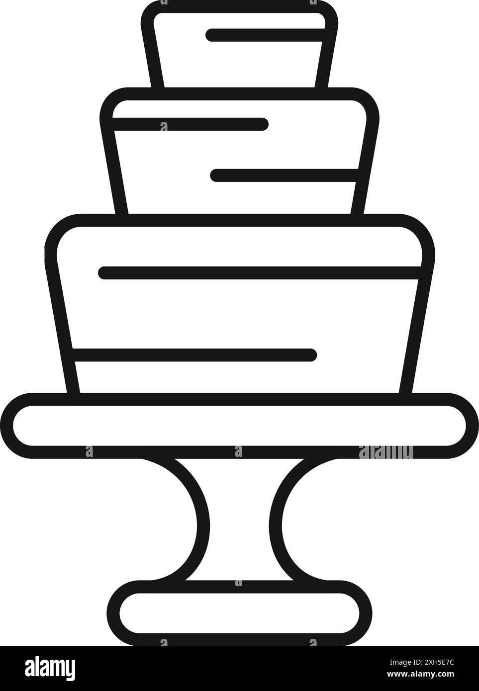 Einfache und minimale Darstellung eines großen Geburtstagskuchens auf einem Ständer, ideal für Web- und mobile Projekte Stock Vektor