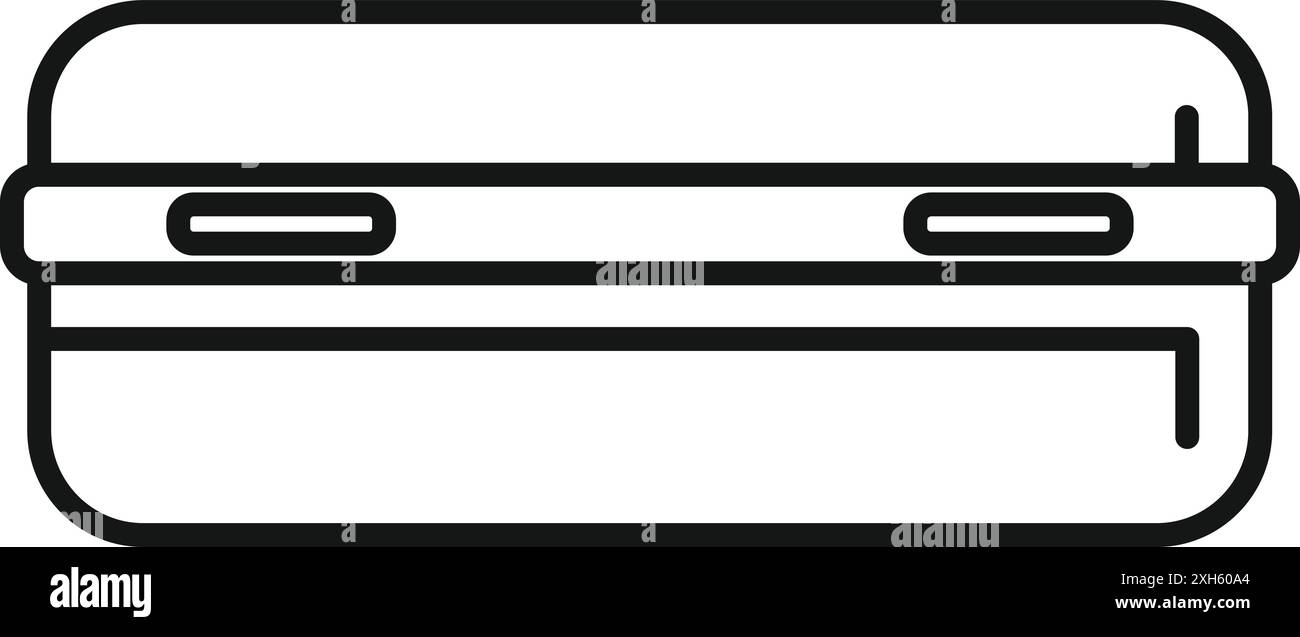 Einfaches Umrisssymbol, das eine Lunchbox aus Kunststoff darstellt, perfekt zum Aufbewahren und Transportieren von Lebensmitteln Stock Vektor