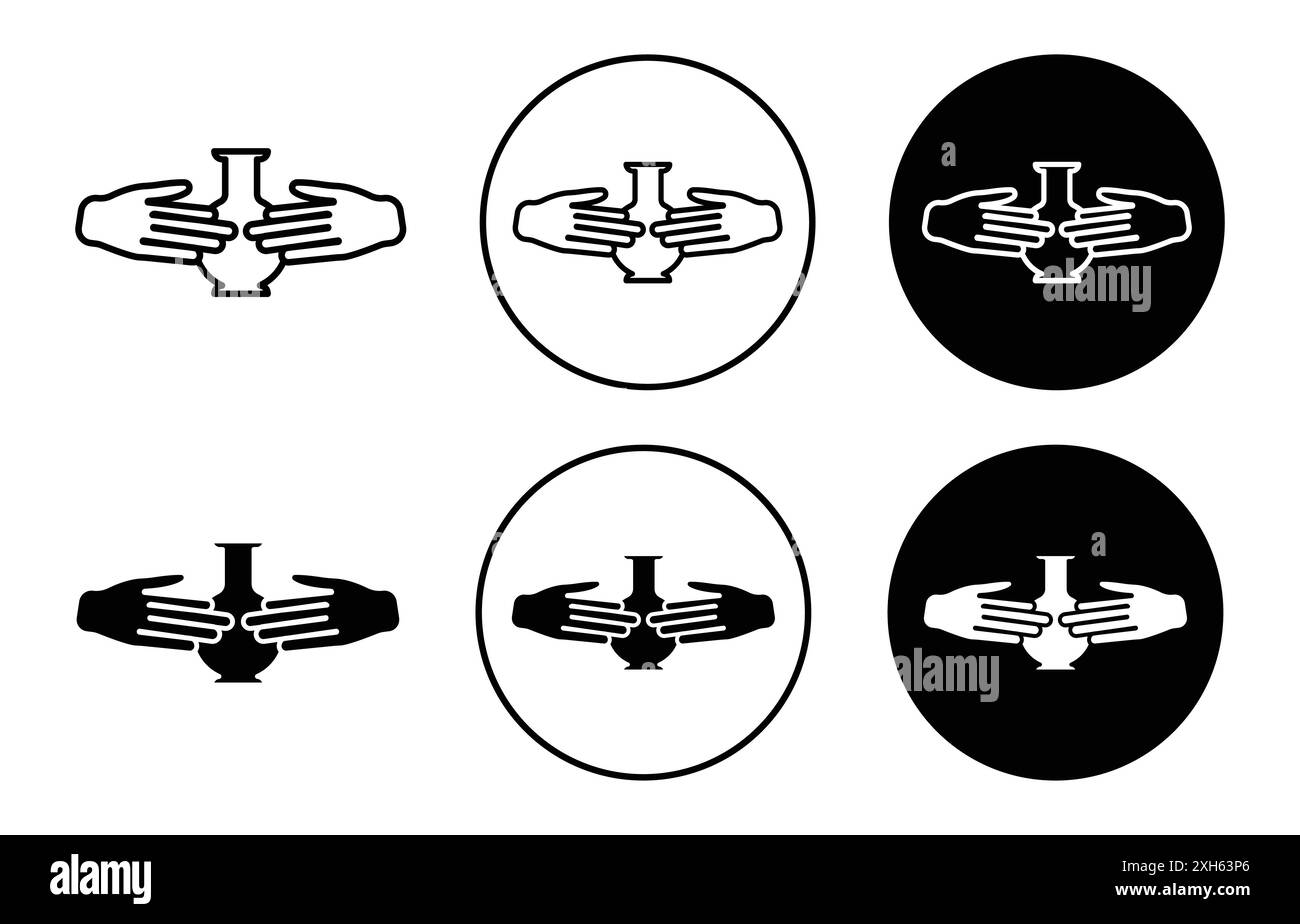 Clay Crafting Icon Vector Symbol oder Schild Set Kollektion in schwarz-weiß Umrandung Stock Vektor