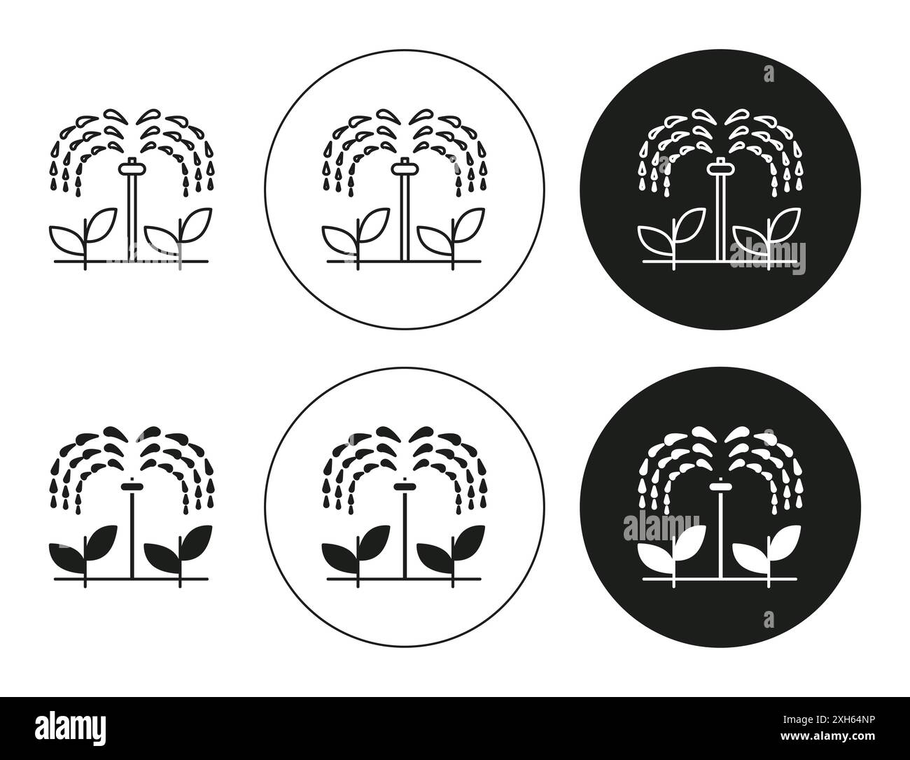 Bewässerungssymbol Vektorsymbol oder Zeichensatzsammlung in Schwarzweiß-Umrandung Stock Vektor