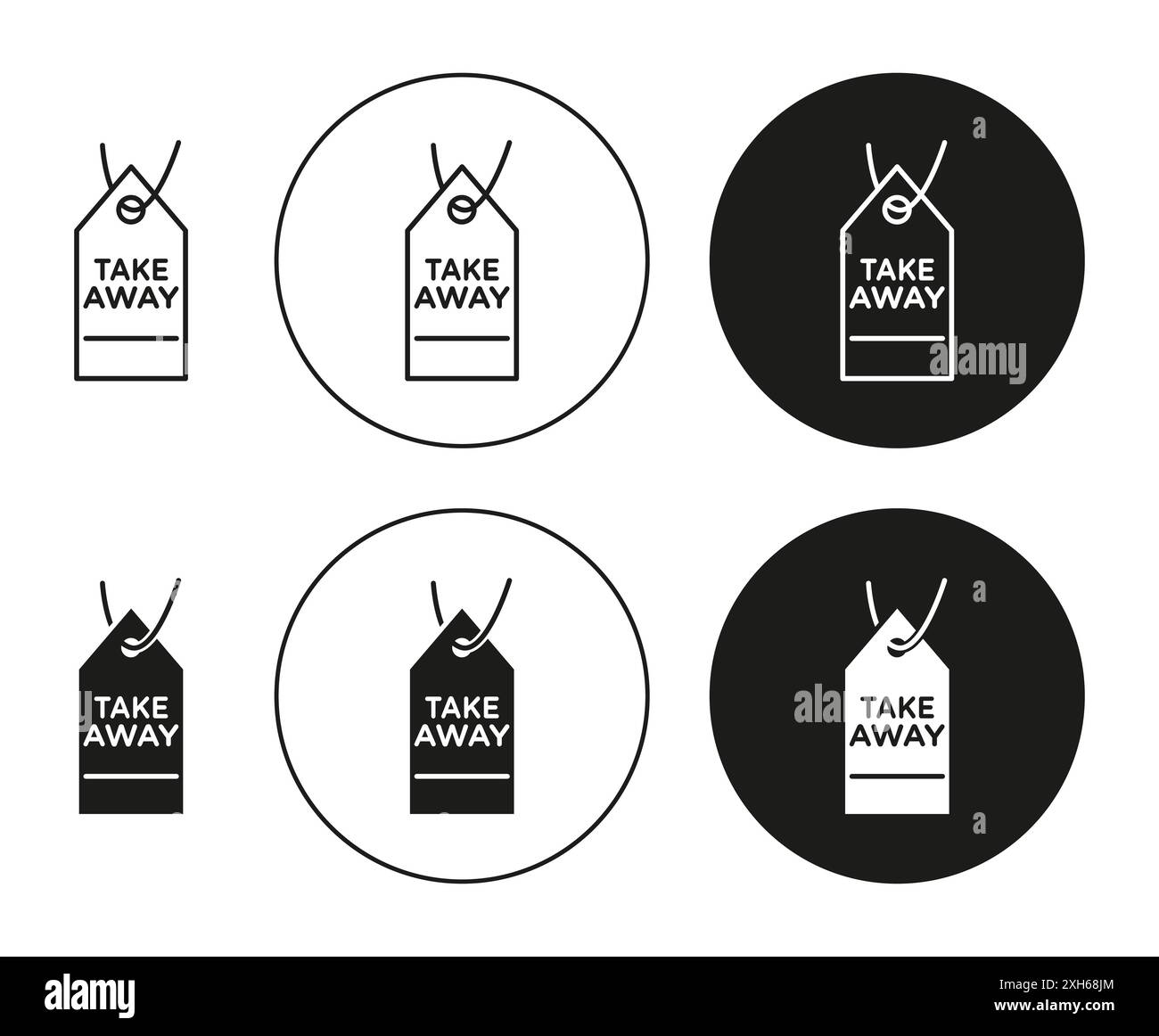 Icon zum Mitnehmen Vektorsymbol oder Zeichensatz in Schwarzweiß-Umrandung Stock Vektor