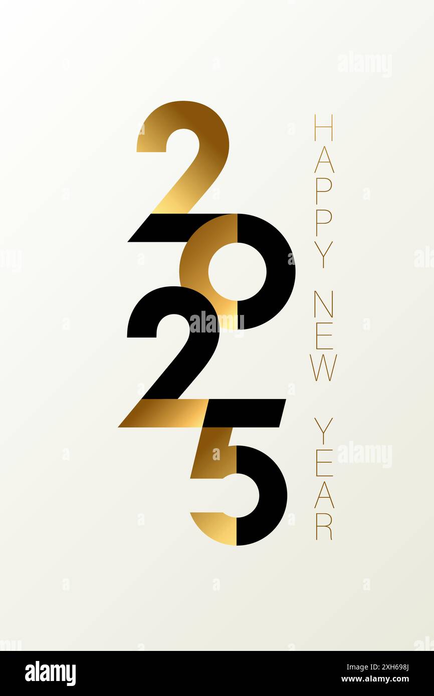 Happy New Year 2025, Design-Konzept für Typografie-Logos. Frohes Neues Jahr 2025, für saisonale Feiertage, Grußkarten und Kalender. Vektorabbildung Stock Vektor