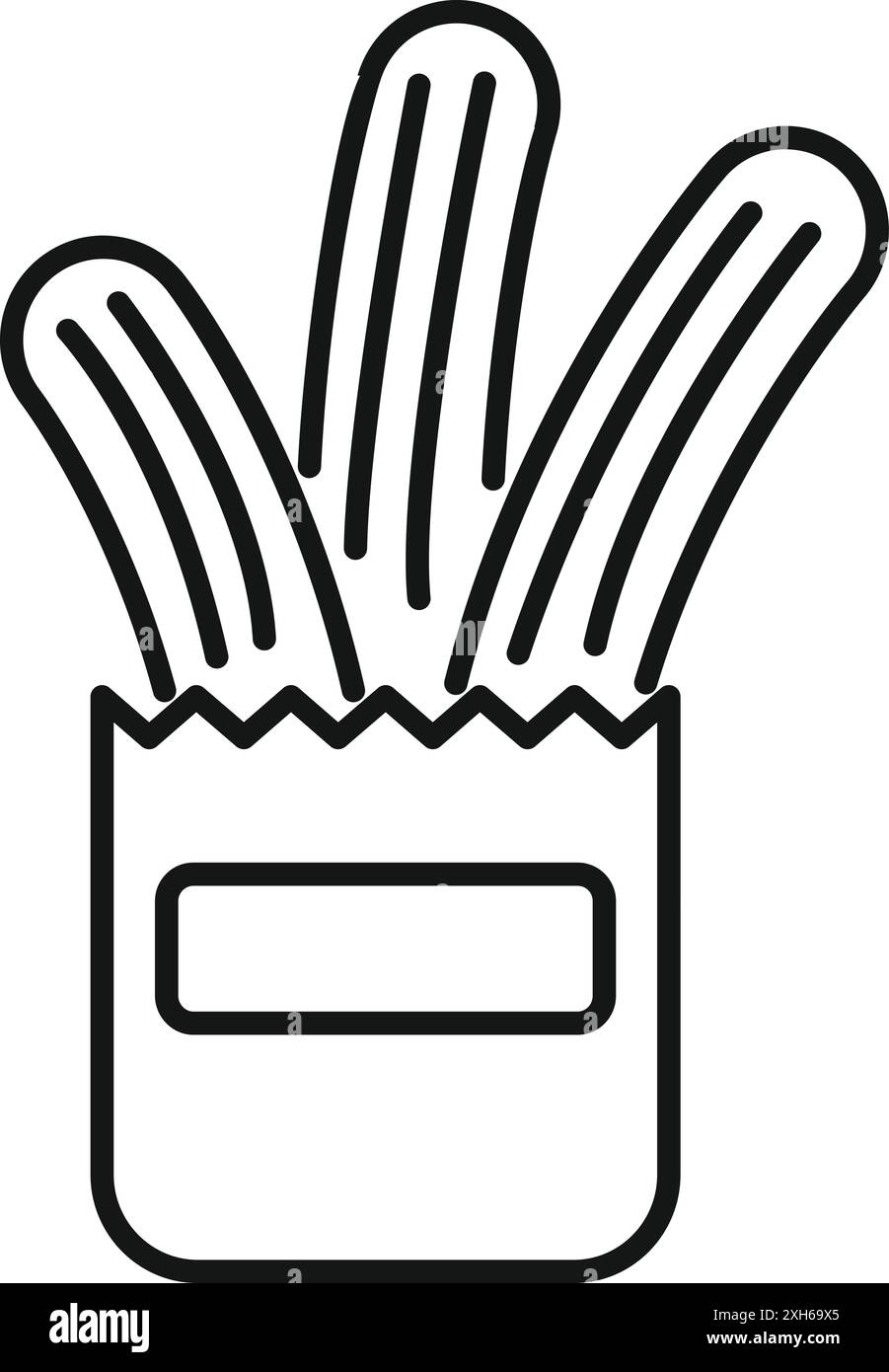 Churros Street Food Ikone, Umrissstil isoliert auf weißem Hintergrund Stock Vektor