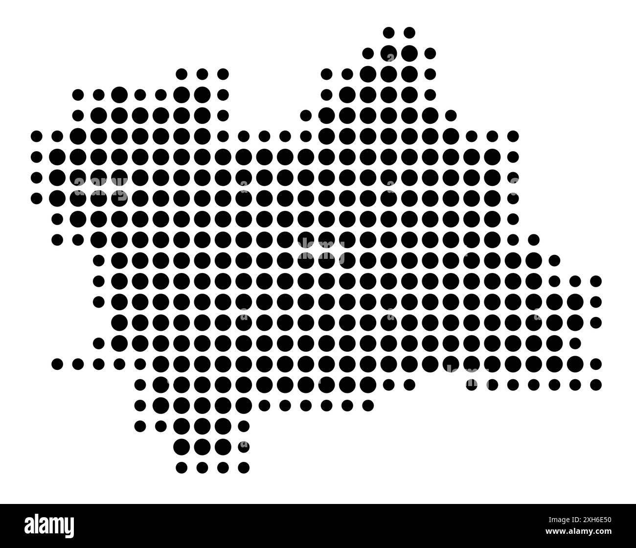 Symbolkarte der Region Zilinsky (Slowakei), die den Staat/die Provinz mit einem Muster schwarzer Kreise zeigt Stock Vektor