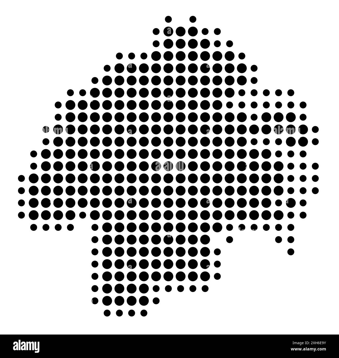 Symbolkarte der Grafschaft Oestergoetland (Schweden), die den Bundesstaat/die Provinz mit einem Muster schwarzer Kreise zeigt Stock Vektor