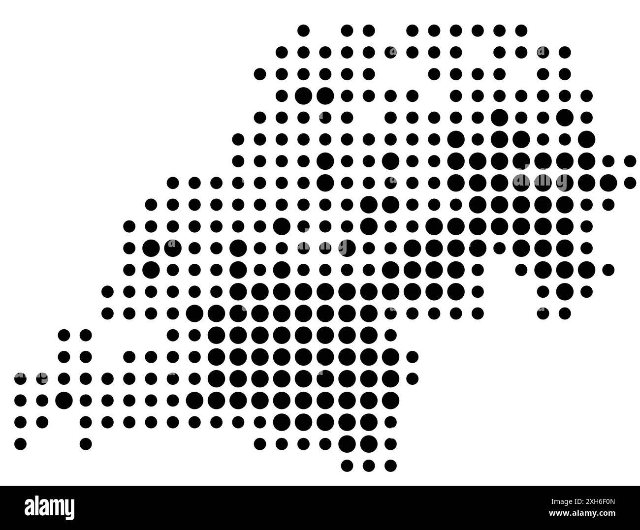 Symbolkarte der Grafschaft Troms (Norwegen), die den Staat/die Provinz mit einem Muster schwarzer Kreise zeigt Stock Vektor