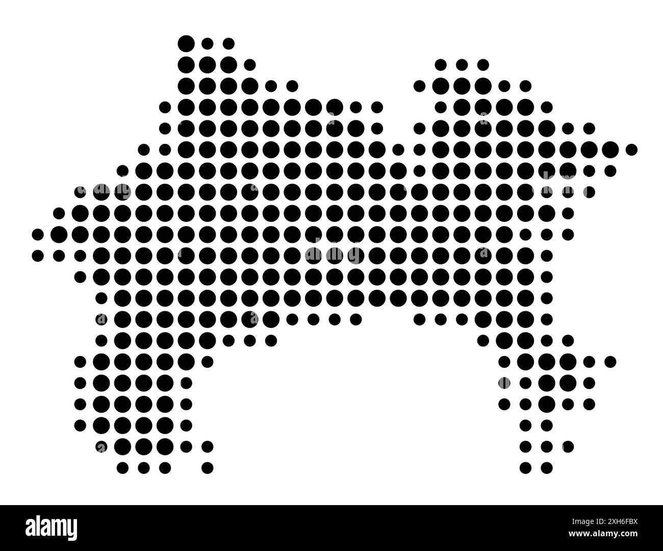 Symbolkarte der Präfektur Kanagawa (Japan), die den Staat/die Provinz mit einem Muster schwarzer Kreise zeigt Stock Vektor