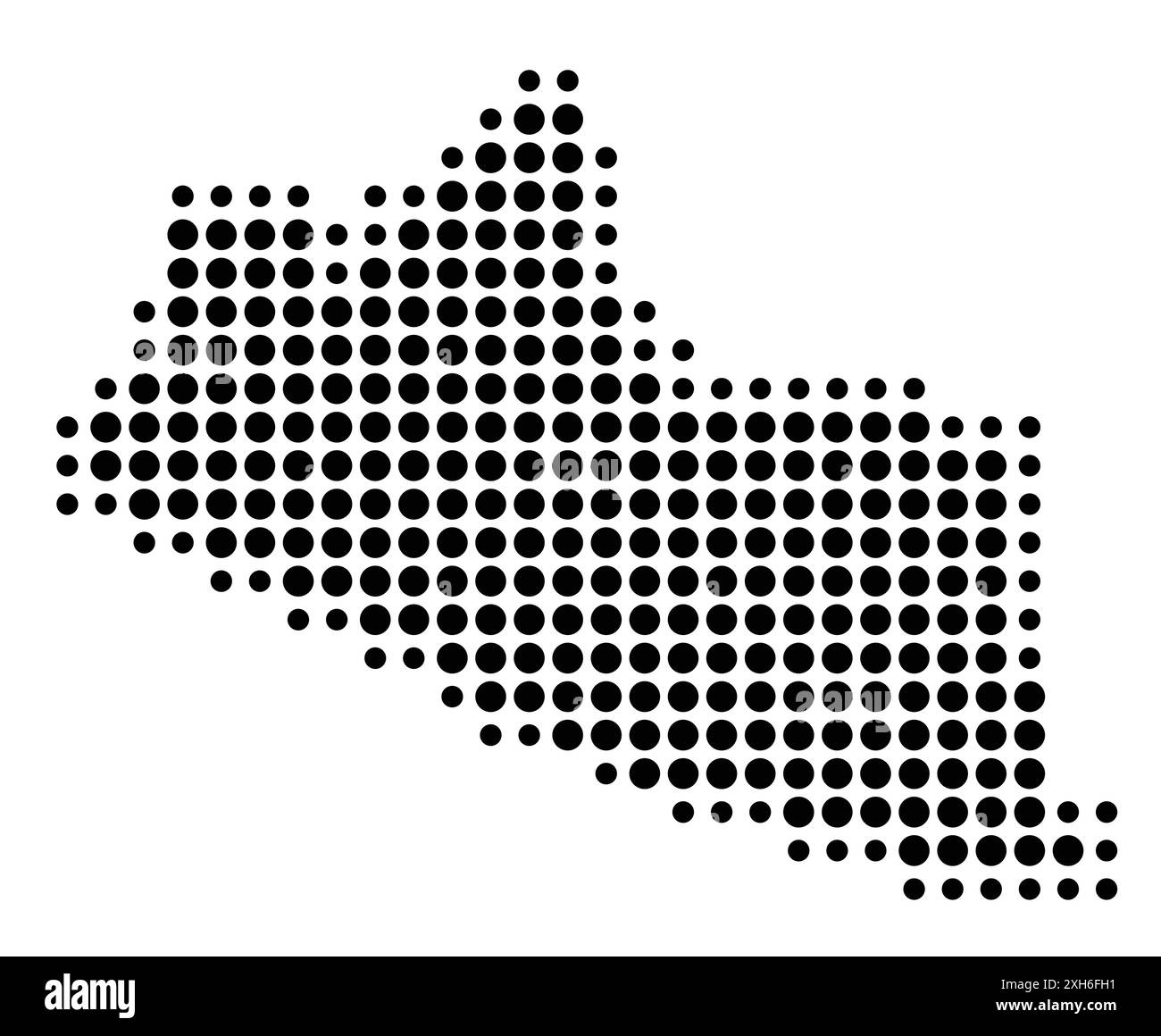 Symbolkarte der Spezialregion Yogyakarta (Indonesien), die den Staat/die Provinz mit einem Muster schwarzer Kreise zeigt Stock Vektor