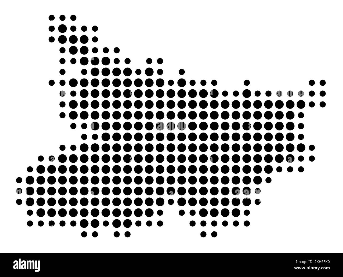 Symbolkarte des Bundesstaates Bihar (Indien), die den Bundesstaat/die Provinz mit einem Muster schwarzer Kreise zeigt Stock Vektor