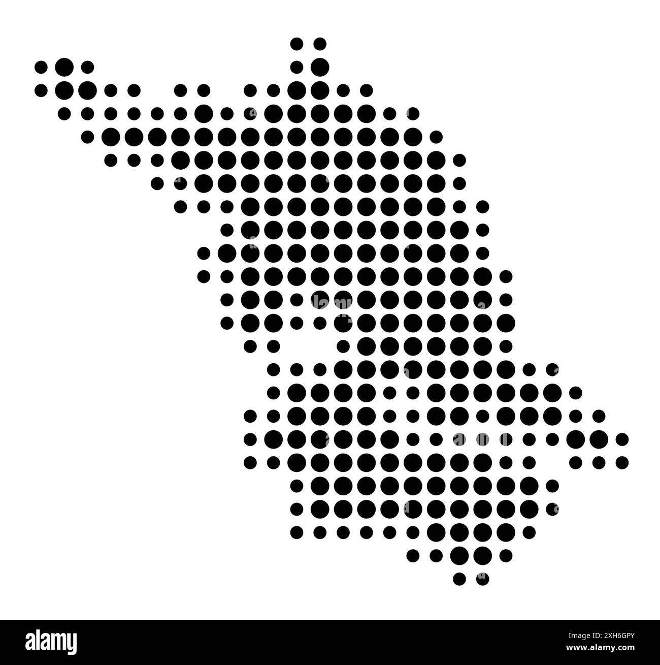 Symbolkarte der Provinz Jiangsu (Volksrepublik China), die den Staat/die Provinz mit einem Muster schwarzer Kreise zeigt Stock Vektor