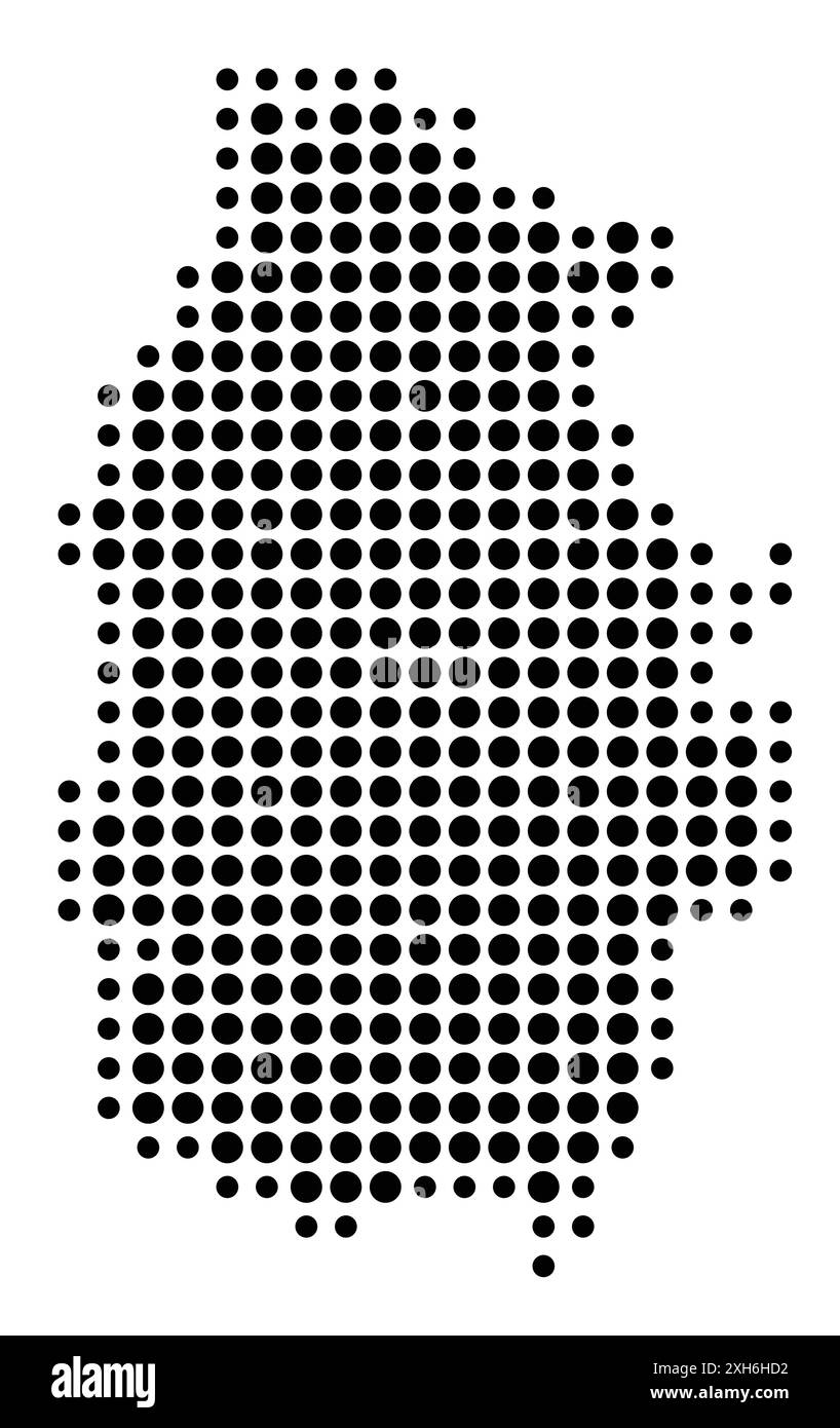 Symbolkarte der Provincia Lugo (Spanien), die den Staat/die Provinz mit einem Muster schwarzer Kreise zeigt Stock Vektor