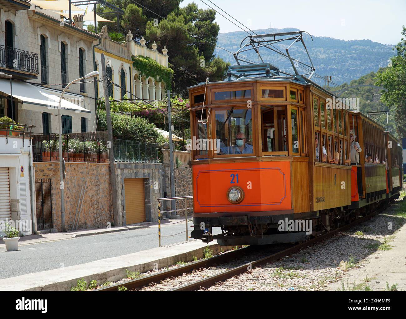 Straßenbahn nach Puerto de Soller Mallorca Spanien. Stockfoto