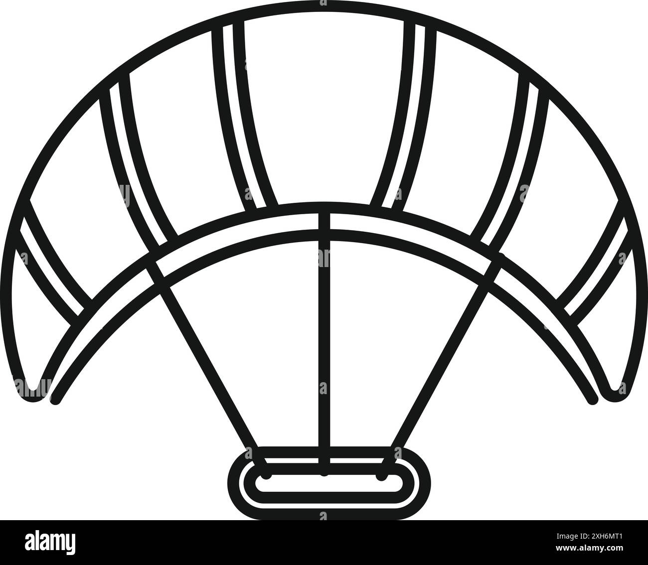 Schwarz-weiße Linienzeichnung eines Gleitschirms, perfektes Symbol für Extremsportarten und Outdoor-Aktivitäten Stock Vektor