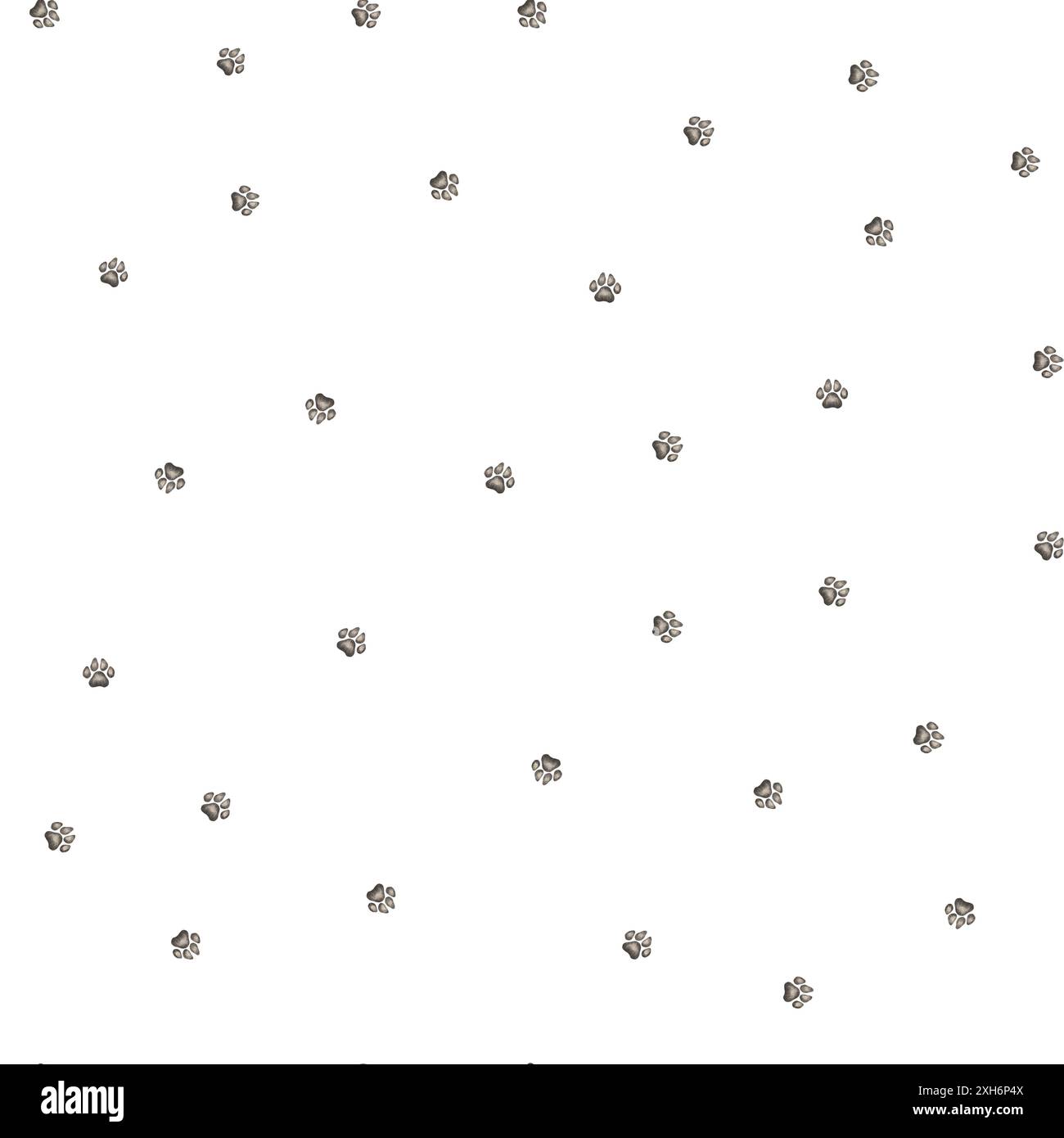 Nahtloses Muster der Tierpfoten für Kinder. Handgezeichnete Illustration von Pfoten Hund oder Katze auf isoliertem Hintergrund. Minimalistischer skandinavischer Stil. Süße Pfote Stockfoto