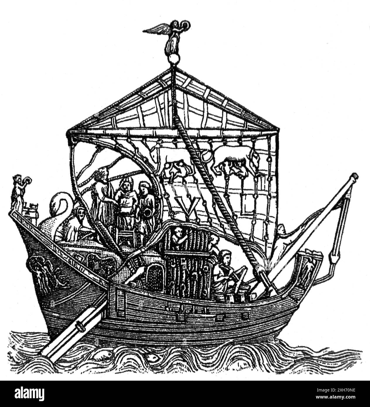 Römische Zeit. Handelsschiff. Stich, 19. Jahrhundert. Stockfoto