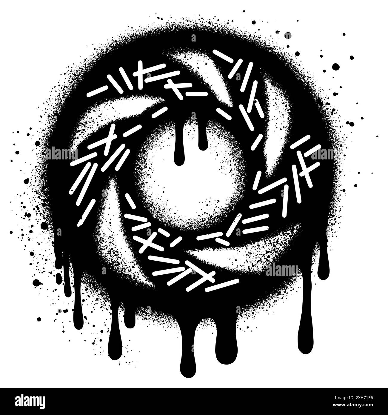 Donut-Logo im urbanen Graffiti-Stil mit schwarzer Sprühfarbe. Vektorabbildung. Stock Vektor