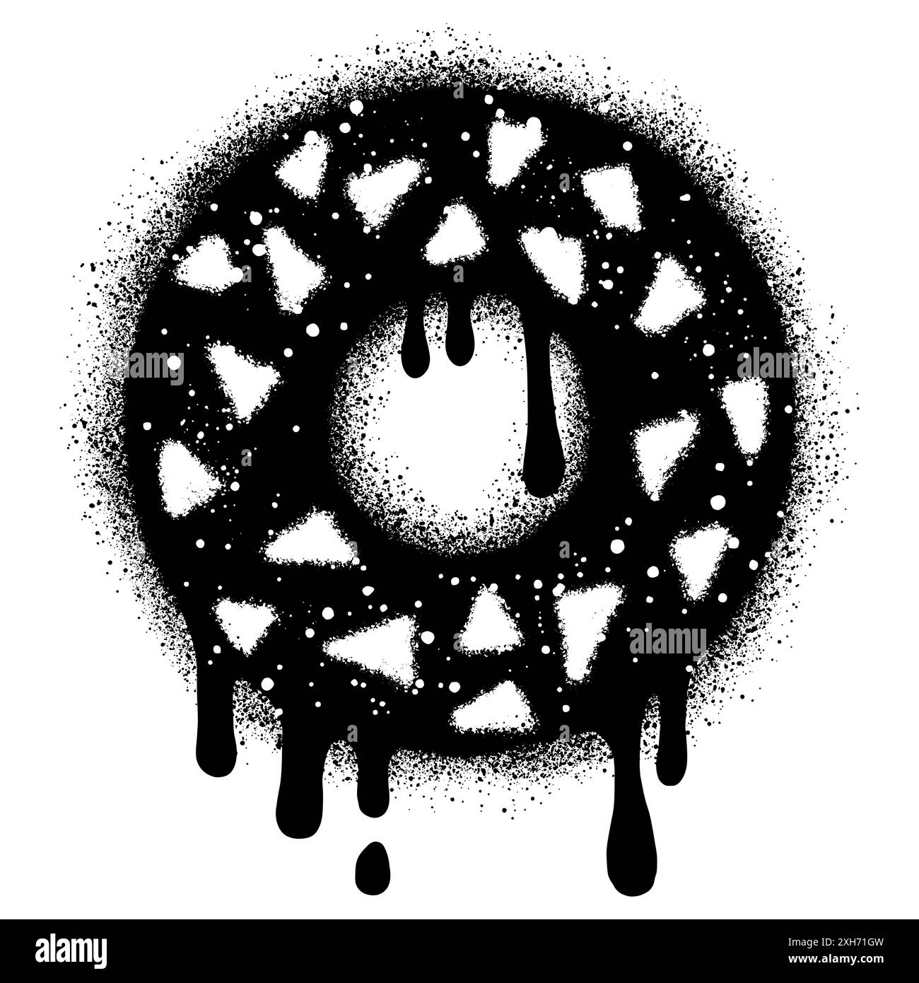 Donut-Logo im urbanen Graffiti-Stil mit schwarzer Sprühfarbe. Vektorabbildung. Stock Vektor