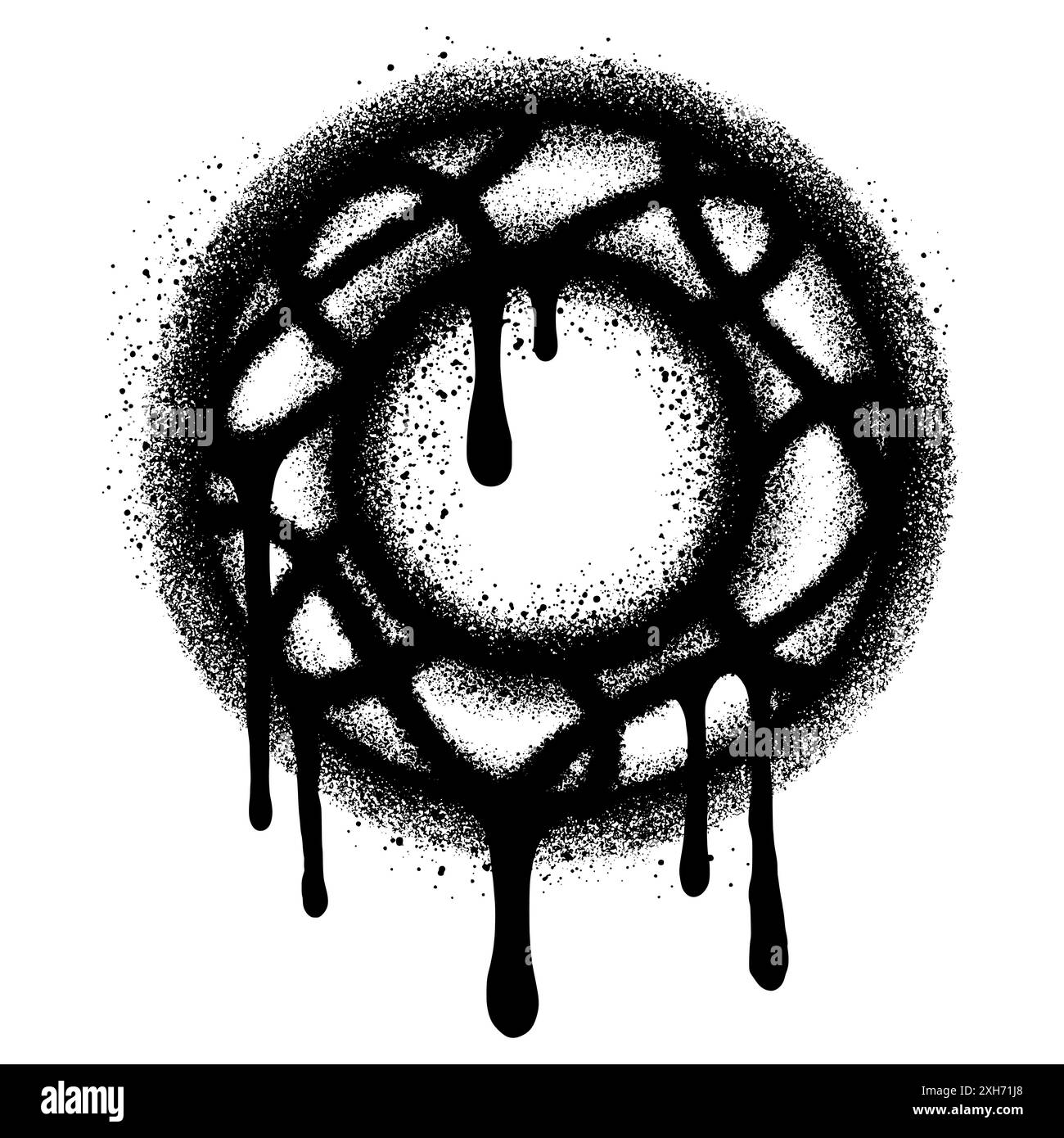 Donut-Logo im urbanen Graffiti-Stil mit schwarzer Sprühfarbe. Vektorabbildung. Stock Vektor