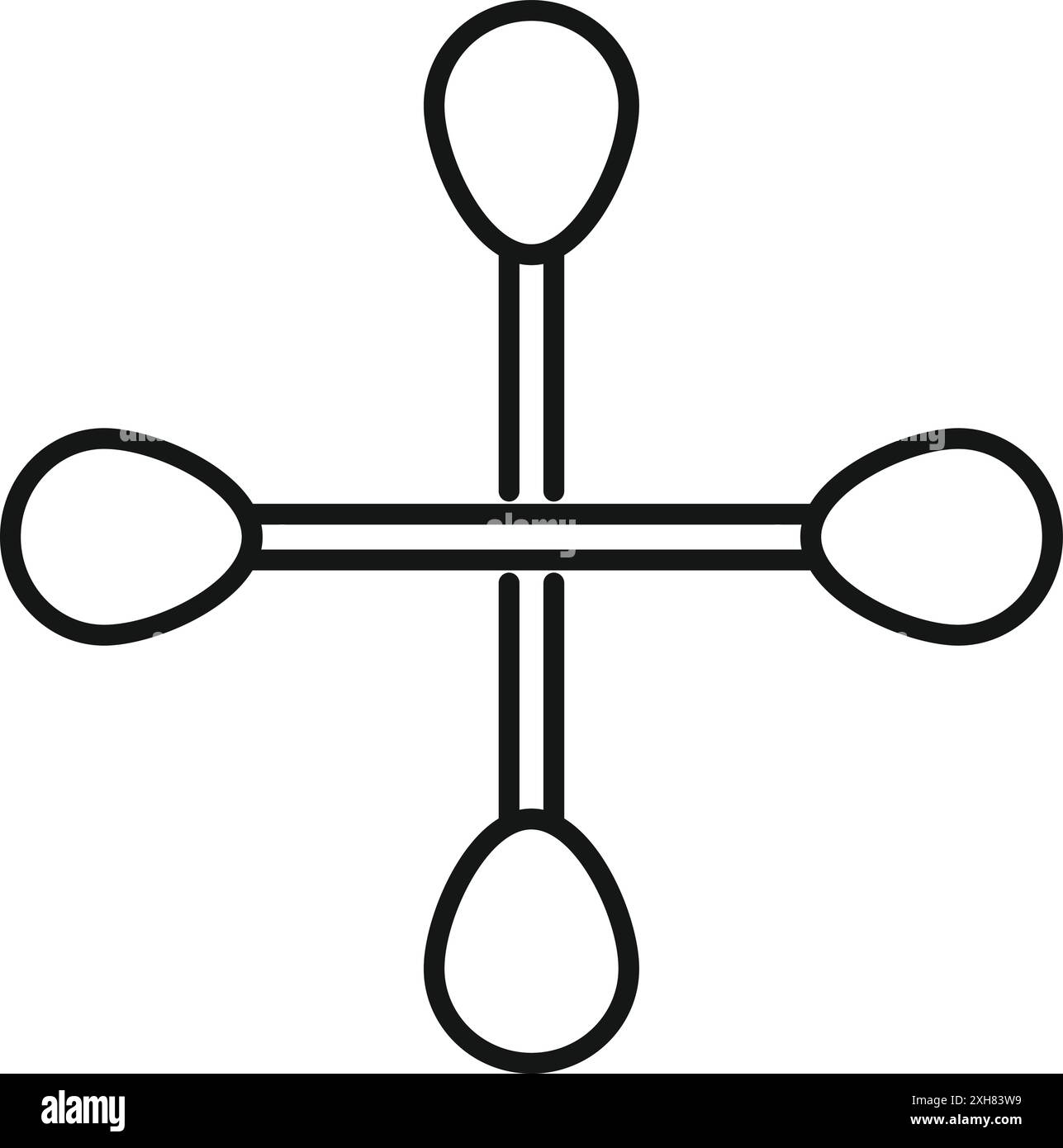 Einfaches Diagramm eines Methanmoleküls mit vier einzelnen kovalenten Bindungen Stock Vektor