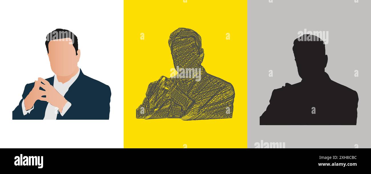 Welt reichster Geschäftsmann Silhouette Vektor Illustration abstraktes bearbeitbares Bild Stock Vektor