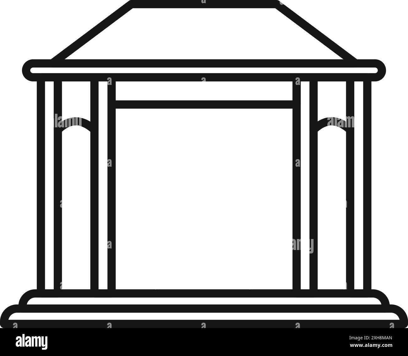 Minimalistisches Symbol mit Blick auf einen Pavillon, ideal für Freizeit und Entspannung im Freien Stock Vektor
