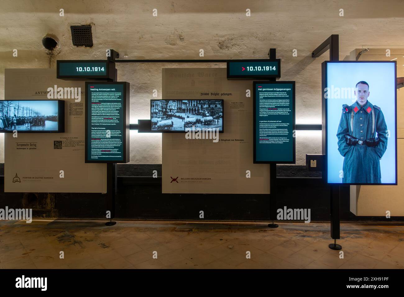 Museum aus dem 1. Weltkrieg in Fort van Liezele, besterhaltene Festung des Festungsgebietes Antwerpen in der Nähe von Puurs-Sint-Amands, Provinz Antwerpen, Belgien Stockfoto