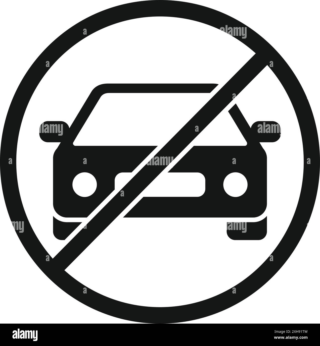 Schwarz-weißes Straßenschild, das die Durchfahrt von Kraftfahrzeugen untersagt Stock Vektor