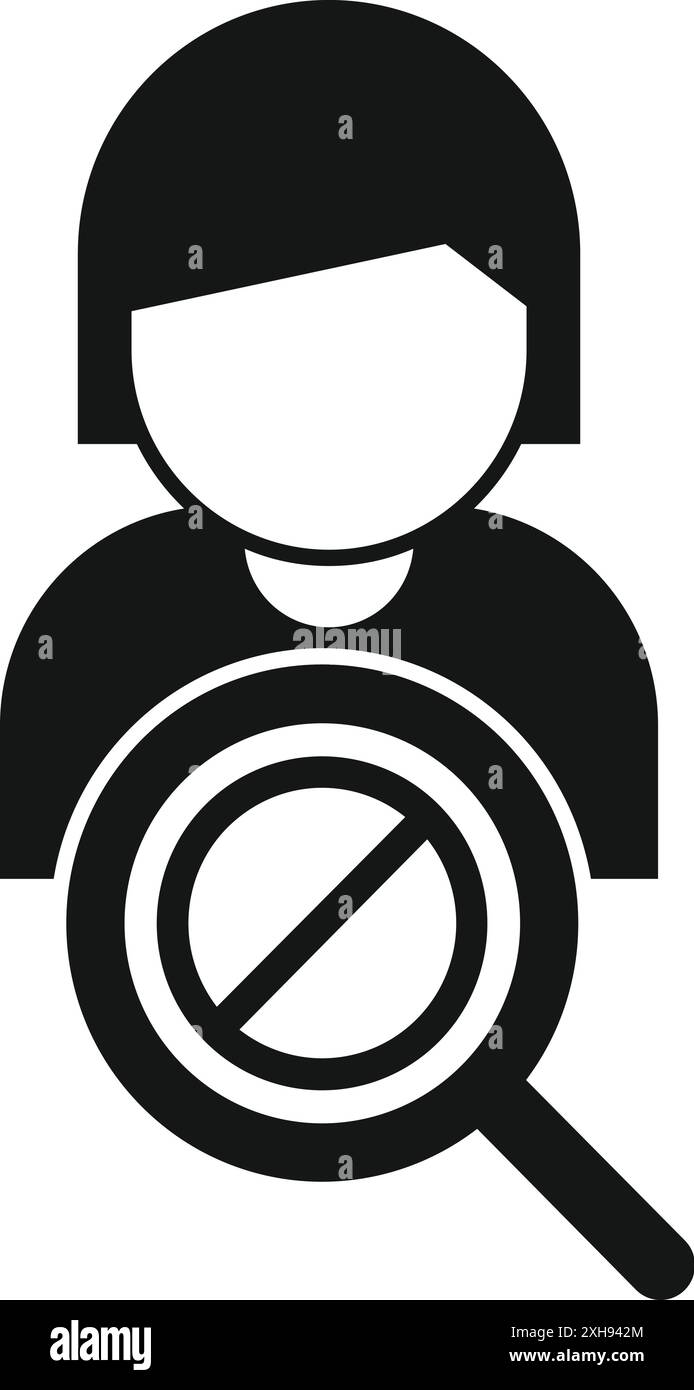 Konzeptionelle Darstellung eines Rekrutierers mit einer Lupe mit Stoppzeichen, die das Ende eines Rekrutierungsprozesses symbolisiert Stock Vektor