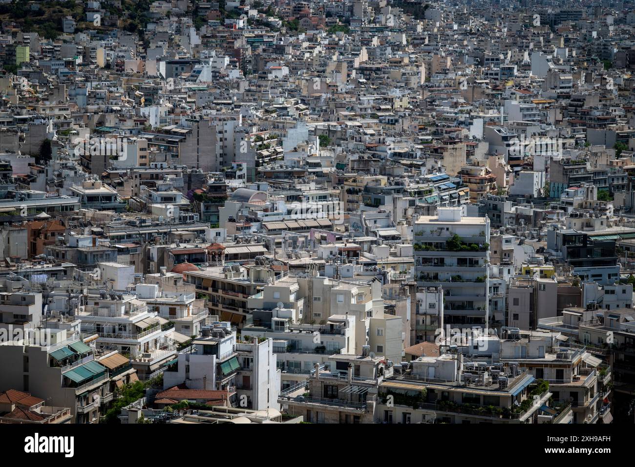 Blick auf das moderne Athen von der antiken Akropolis, Athen, Griechenland Stockfoto