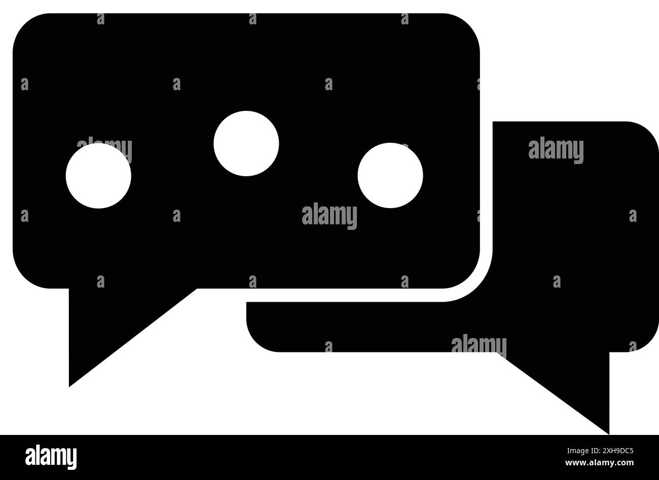 Nachrichtendiagramm-Symbol, Frage- und Kommentarsymbol, schwarzer Kreis mit Blasenbotschaft, Sprechsymbol, Konversationszeichen Schwarz-weiß Stock Vektor