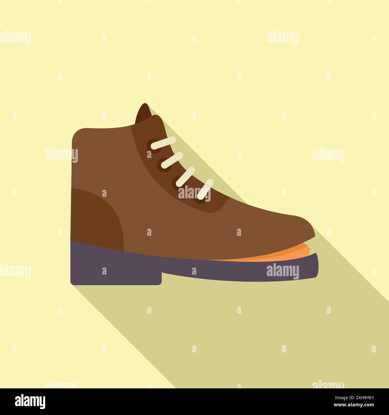 Der braune Lederstiefel steht auf einem Fuß und wirft einen langen Schatten Stock Vektor