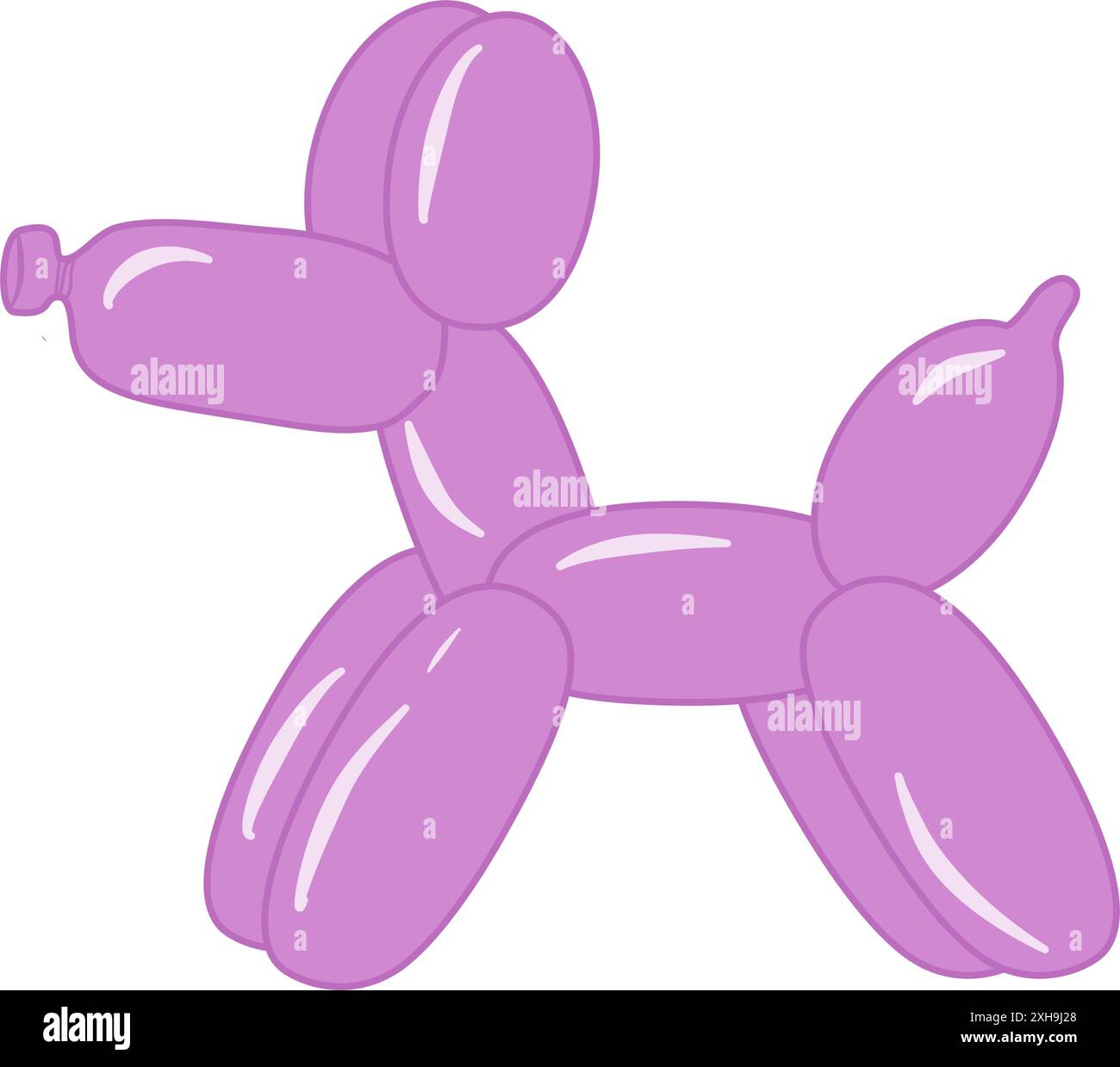 Ballon aus rosa Latex in Form eines Welpen - Party - Hund - Vektorgrafiken - ideal für Grußkarten, Babyduschen, Einladungen, Dekoration, Stock Vektor