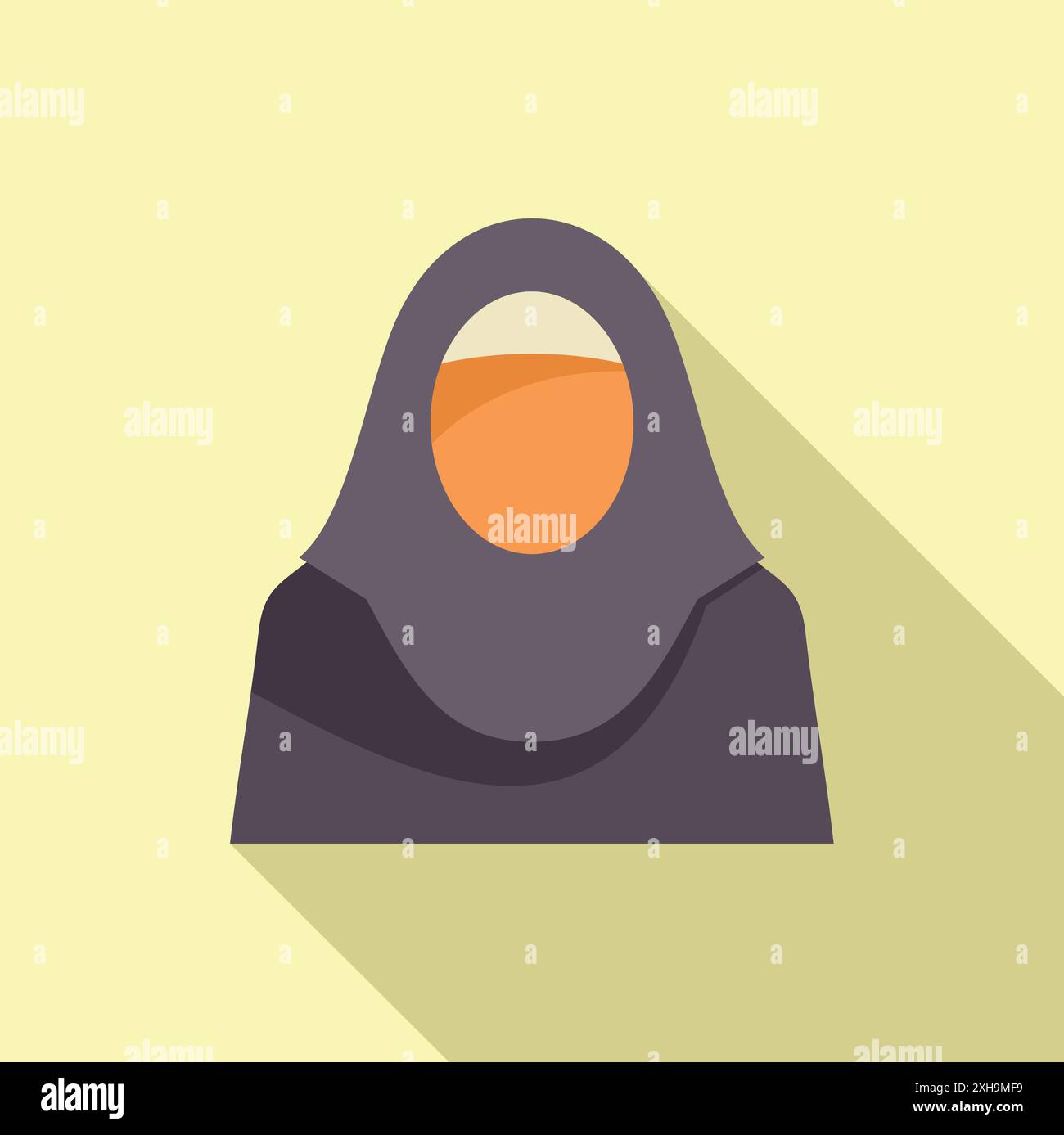 Muslimische Frau in traditionellem Hijab und Kleidung, flaches Icon-Design mit langem Schatten Stock Vektor